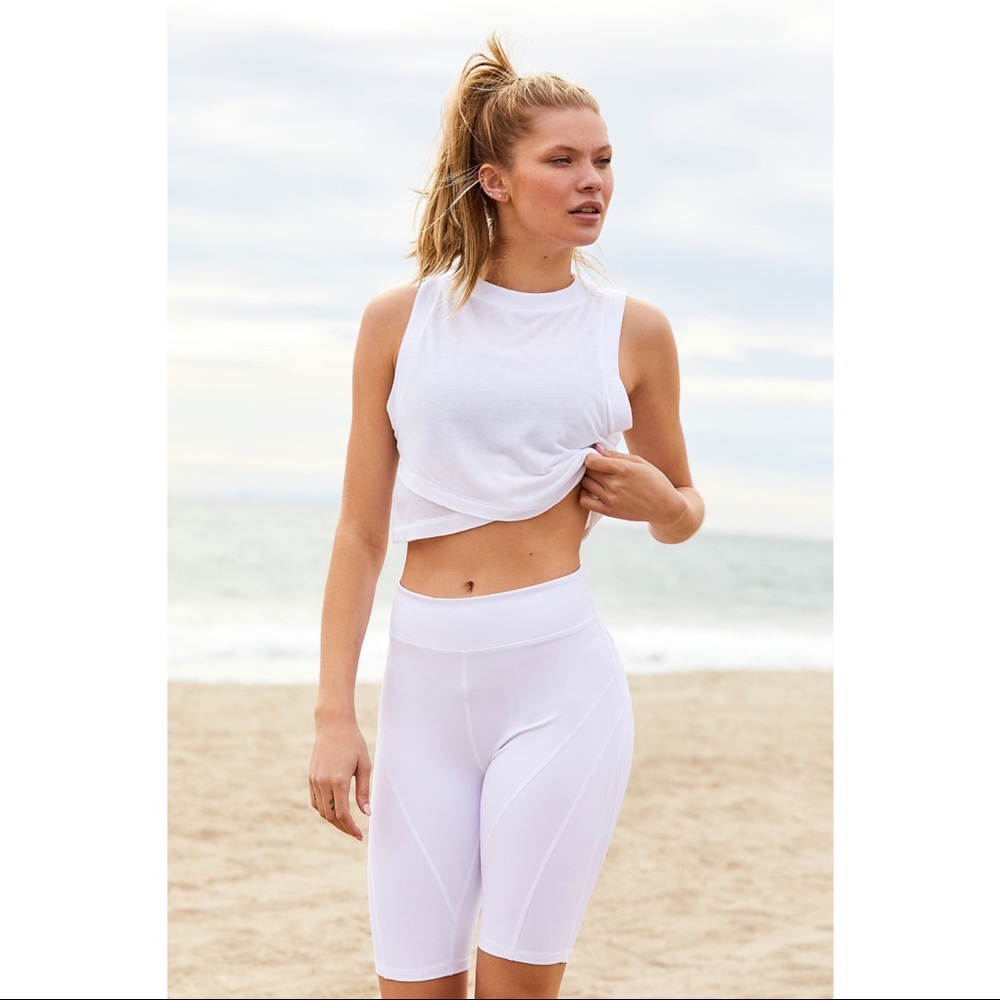 NWT Free People Movement High Rise Biker Baby Shorts White S